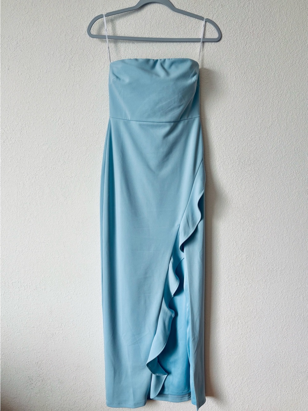 Lulus - After Hours Light Blue Strapless Ruffled Maxi Dress in Small NWOT
